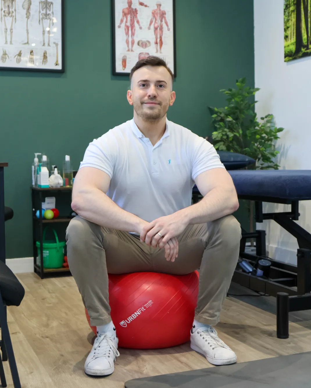 Josh Devine demonstrating rehabilitation exercises