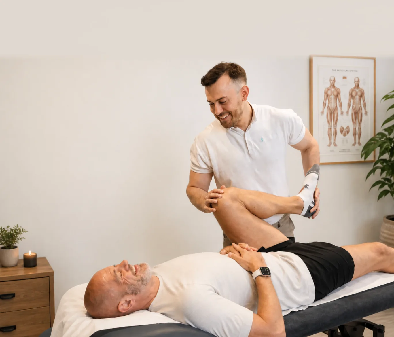 Josh Devine treating a patient at BetterMe Physiotherapy in Rainham, Medway